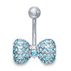 Thumbnail Image 1 of 014 Gauge Blue Crystal Bow Belly Button Ring in Stainless Steel