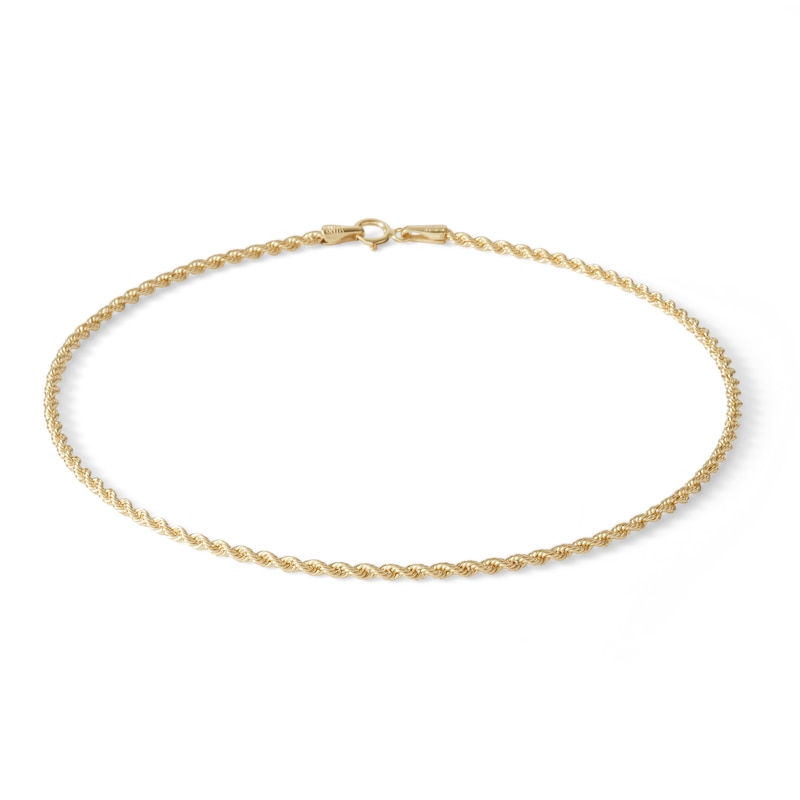 Main Image 1 of 190 Gauge Rope Chain Anklet in 10K Gold - 10"