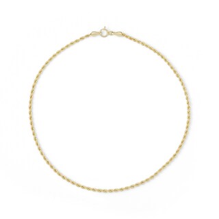 190 Gauge Rope Chain Anklet in 10K Gold - 10"