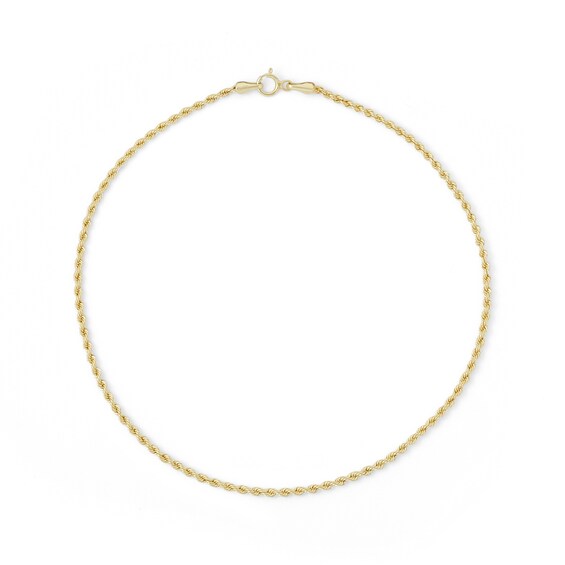190 Gauge Rope Chain Anklet in 10K Gold - 10"