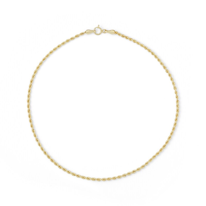 190 Gauge Rope Chain Anklet in 10K Gold - 10"