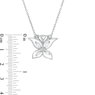 Marquise and Round Cubic Zirconia Butterfly Pendant in Sterling Silver