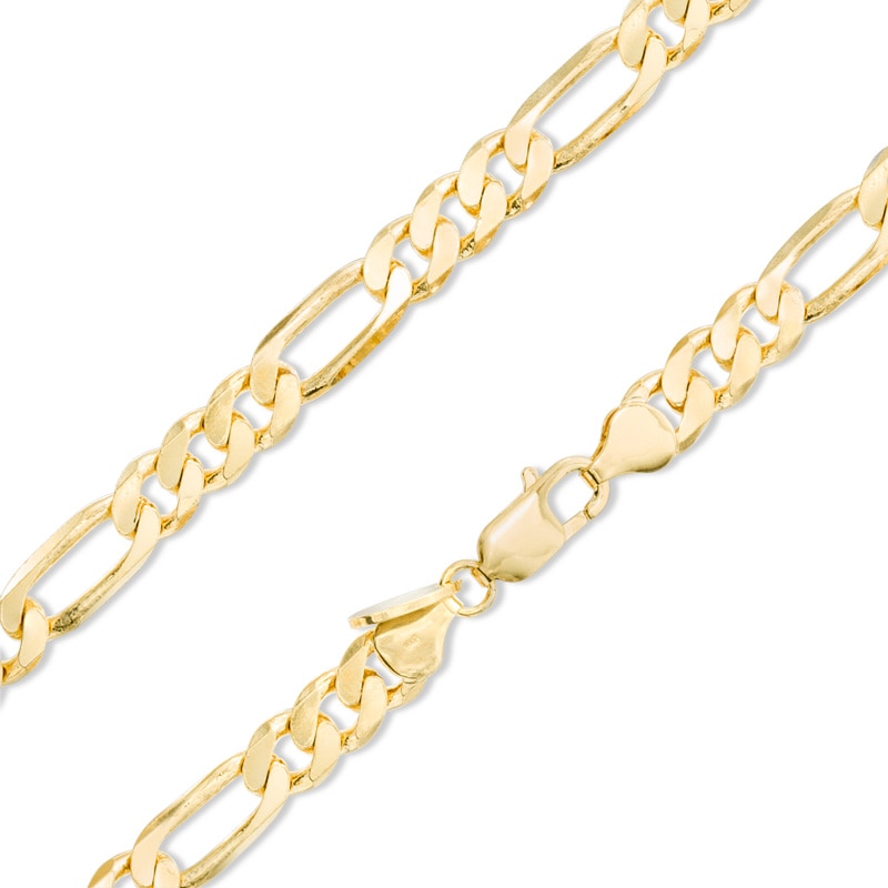 8mm Figaro Chain Necklace in Brass with 14K Gold Plate - 30"