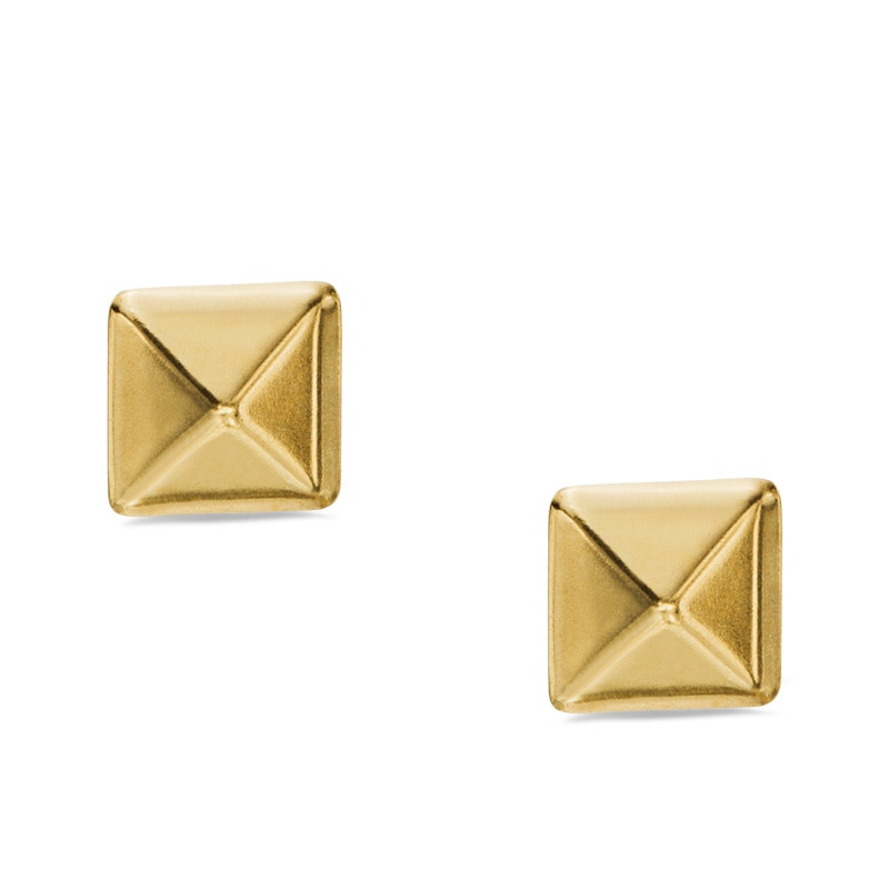 Child's 4mm Pyramid Stud Earrings in 14K Gold