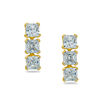 Thumbnail Image 0 of Child's Three Stone 2mm Square Cubic Zirconia Curved Drop Earrings in 14K Gold