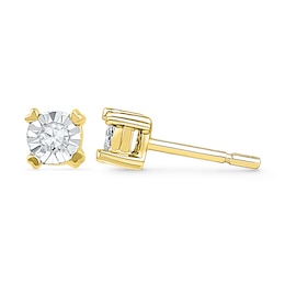 1/20 CT. T.W. Diamond with Heart Prong Solitaire Stud Earrings in 10K Gold