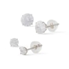 Cubic Zirconia Solitaire Stud Earrings Set in 14K White Gold