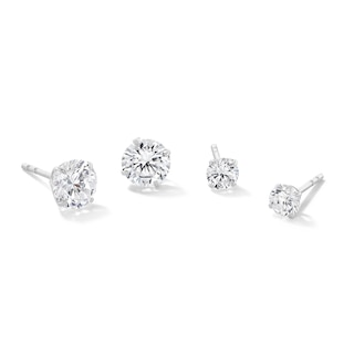 Cubic Zirconia Solitaire Stud Earrings Set in 14K Gold