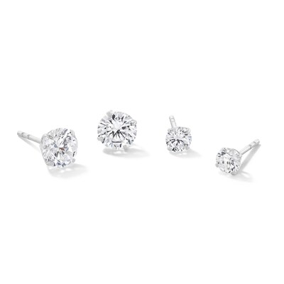 Cubic Zirconia Solitaire Stud Earrings Set in 14K Gold