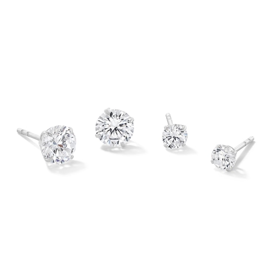 Cubic Zirconia Solitaire Stud Earrings Set in 14K Gold