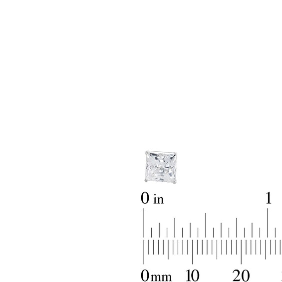 Princess-Cut Cubic Zirconia Solitaire Stud Earrings Set in 14K Semi-Solid Gold