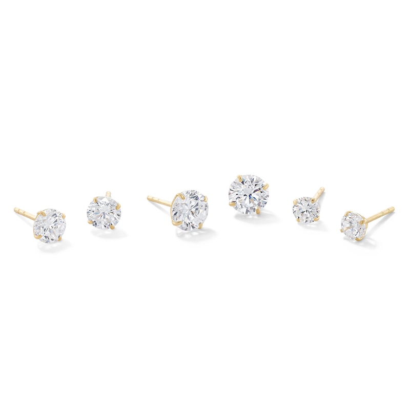 Main Image 1 of Cubic Zirconia Solitaire Stud Earrings Set in 10K Gold