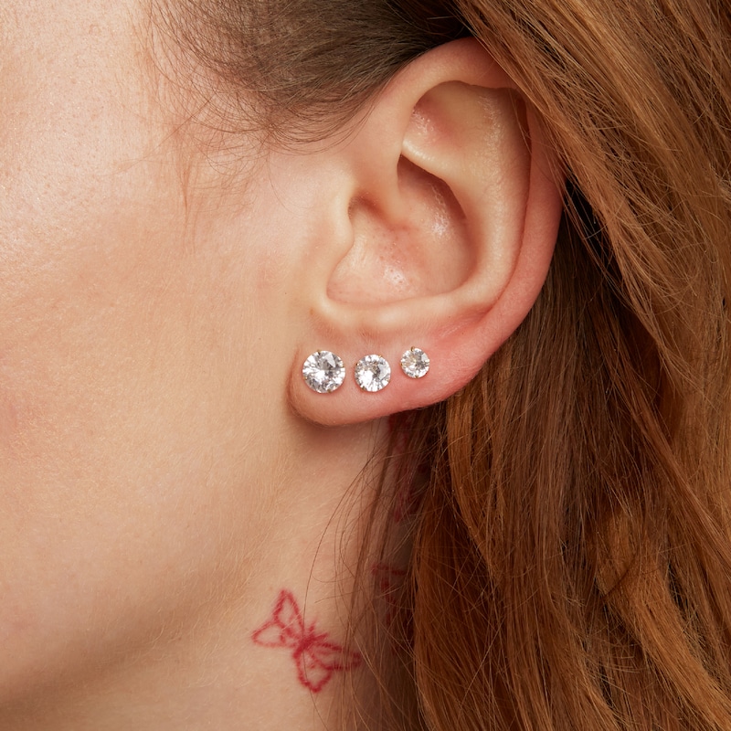 Main Image 2 of Cubic Zirconia Solitaire Stud Earrings Set in 10K Gold