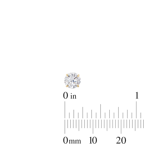 Cubic Zirconia Solitaire Stud Earrings Set in 10K Gold