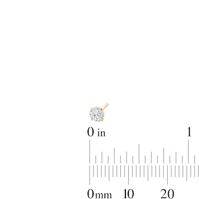 Cubic Zirconia Solitaire Stud Earrings Set in 10K Gold