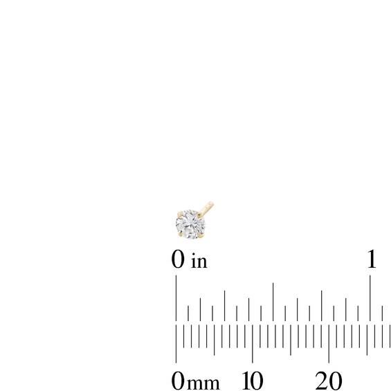 Cubic Zirconia Solitaire Stud Earrings Set in 10K Gold