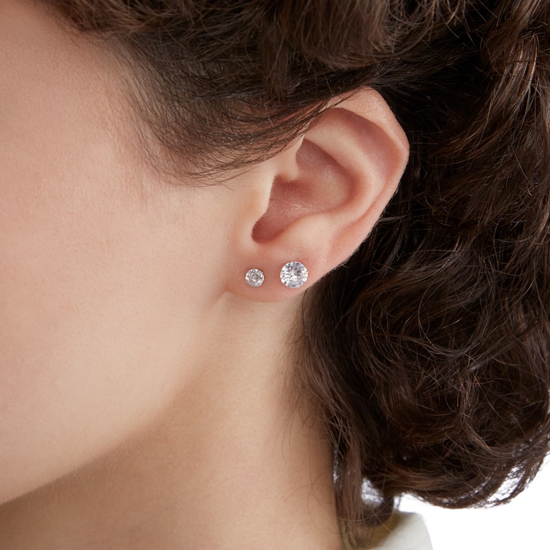 Main Image 2 of Cubic Zirconia Solitaire Stud Earrings Set in 10K White Gold