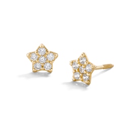 Child's Cubic Zirconia Star Stud Earrings in 14K Gold