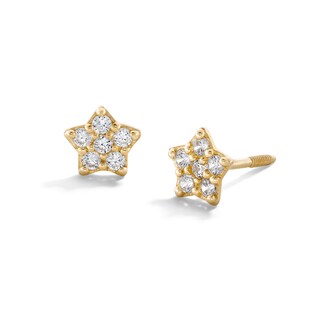 Child's Cubic Zirconia Star Stud Earrings in 14K Gold