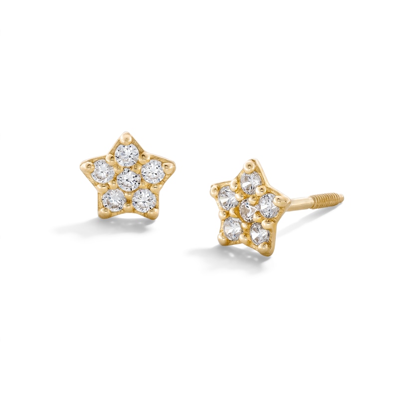 Child's Cubic Zirconia Star Stud Earrings in 14K Gold