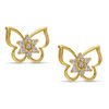 Child's Cubic Zirconia Butterfly Flower Stud Earrings in 14K Gold