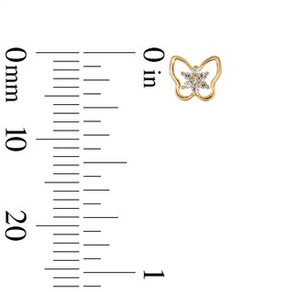 Child's Cubic Zirconia Butterfly Flower Stud Earrings in 14K Gold