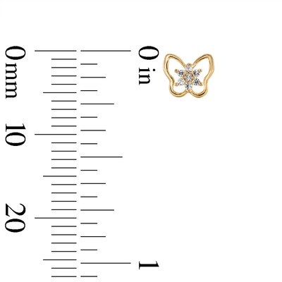 Child's Cubic Zirconia Butterfly Flower Stud Earrings in 14K Gold