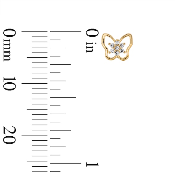 Child's Cubic Zirconia Butterfly Flower Stud Earrings in 14K Gold