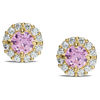 Thumbnail Image 0 of Child's 4mm Pink and White Cubic Zirconia Frame Stud Earrings in 14K Gold