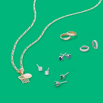 Child's 14K Solid Gold CZ Huggie Hoops