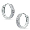 Thumbnail Image 0 of Child's Cubic Zirconia Huggie Hoop Earrings in 14K White Gold