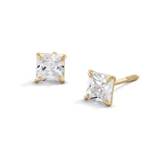 Child's 4mm Princess-Cut Cubic Zirconia Stud Earrings in 14K Gold