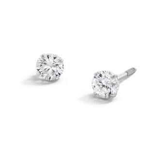 Child's 4mm Cubic Zirconia Stud Earrings in 14K White Gold