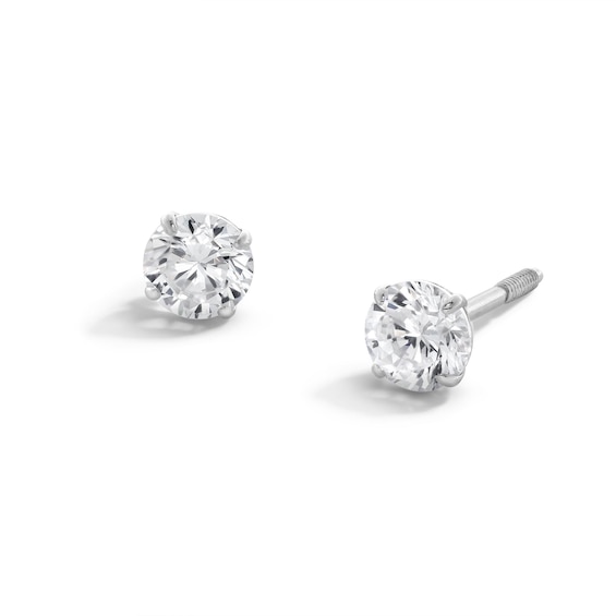 Child's 4mm Cubic Zirconia Stud Earrings in 14K White Gold