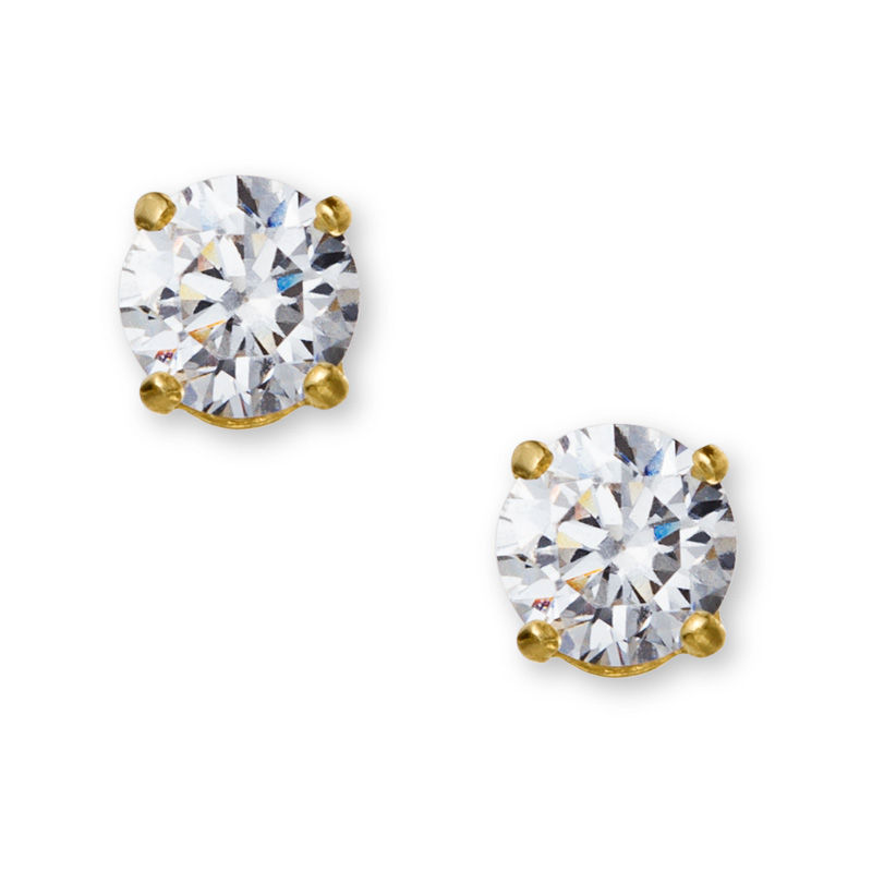 Child's 3mm Cubic Zirconia Stud Earrings in 14K Gold | Banter