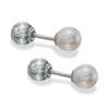 Thumbnail Image 0 of Child's Reversible 4mm Cultured Freshwater Pearl and Ball Stud Earrings in 14K White Gold