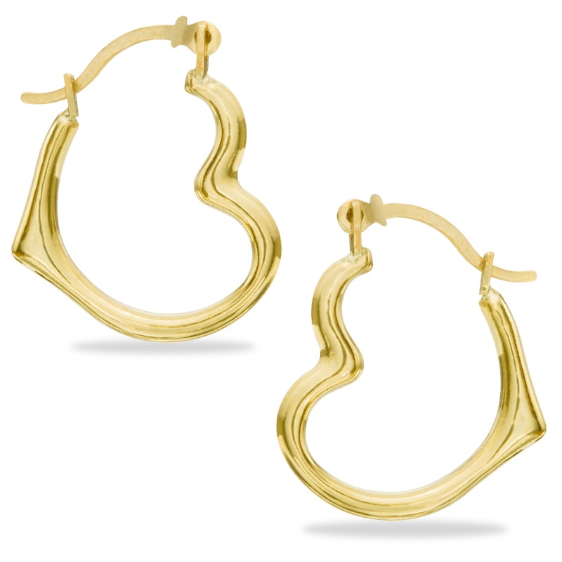 Child's Heart Hoop Earrings in 14K Gold