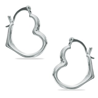 Child's Heart Hoop Earrings in 14K White Gold
