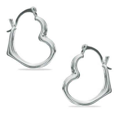 Child's Heart Hoop Earrings in 14K White Gold