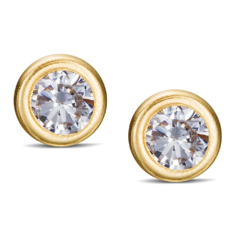 Main Image 1 of Child's 3mm Cubic Zirconia Stud Earrings in 14K Gold