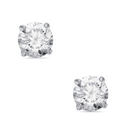 Child's 3mm Cubic Zirconia Solitaire Stud Earrings in 14K White Gold