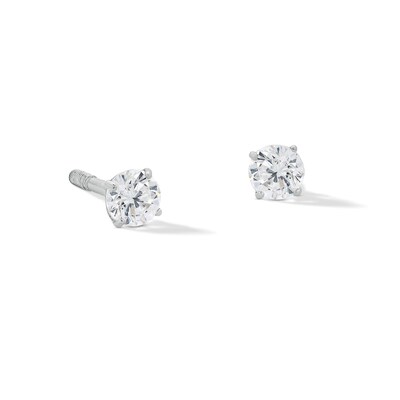 Child's 3mm Cubic Zirconia Solitaire Stud Earrings in 14K White Gold