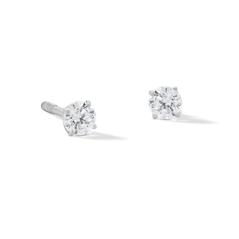 Main Image 1 of Child's 3mm Cubic Zirconia Solitaire Stud Earrings in 14K White Gold