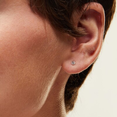 Child's 3mm Cubic Zirconia Solitaire Stud Earrings in 14K White Gold