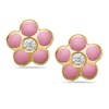 Thumbnail Image 0 of Child's Cubic Zirconia Pink Enamel Flower Stud Earrings in 14K Gold