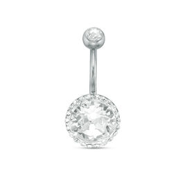 014 Gauge Crystal Frame Belly Button Ring in Solid Stainless Steel