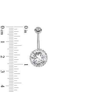 Solid Stainless Steel Crystal Frame Belly Button Ring - 14G