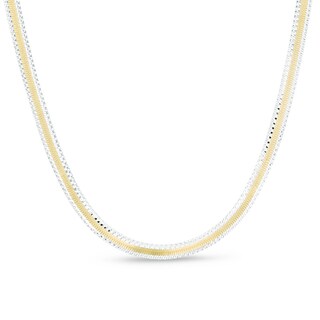 10K Two-Tone Gold Bonded Sterling Silver 040 Gauge Reversible Braided Herringbone Chain Necklace - 18"