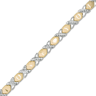10K Gold Bonded Sterling Silver "LOVE YOU" Stampato Bracelet - 7.5"