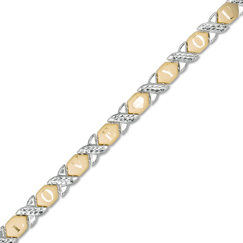 10K Gold Bonded Sterling Silver "LOVE YOU" Stampato Bracelet - 7.5"